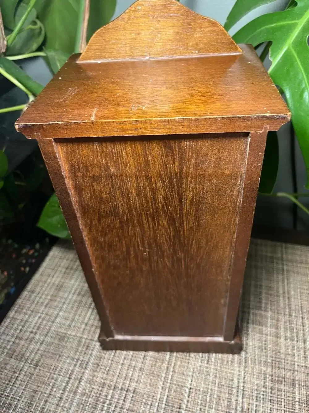 Vintage Wooden Jewelry Cabinet with Etched Glass Door